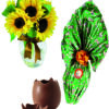 Uovo di pasqua con tre girasoli