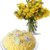 bouquet di mimose con torta mimosa