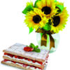 tre girasoli e torta millefoglie
